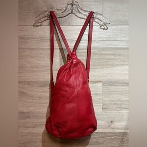 Vintage Genuine Leather Red Rucksack Backpack European made